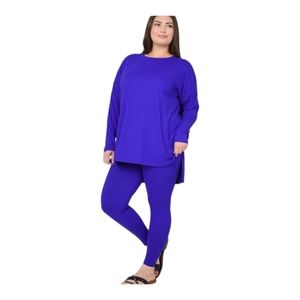 🔥Restock🔥Zenana Plus Casual Bright Blue 2pc Loungewear Pants Set (1X,2X,3X)